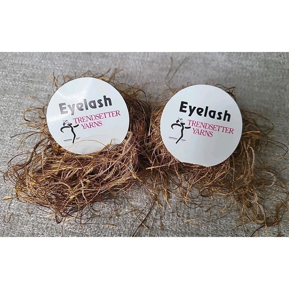 2 - Trendsetter Metal Eyelash Yarn Skeins #73 Metallic‎ Gold 20 Grams Each